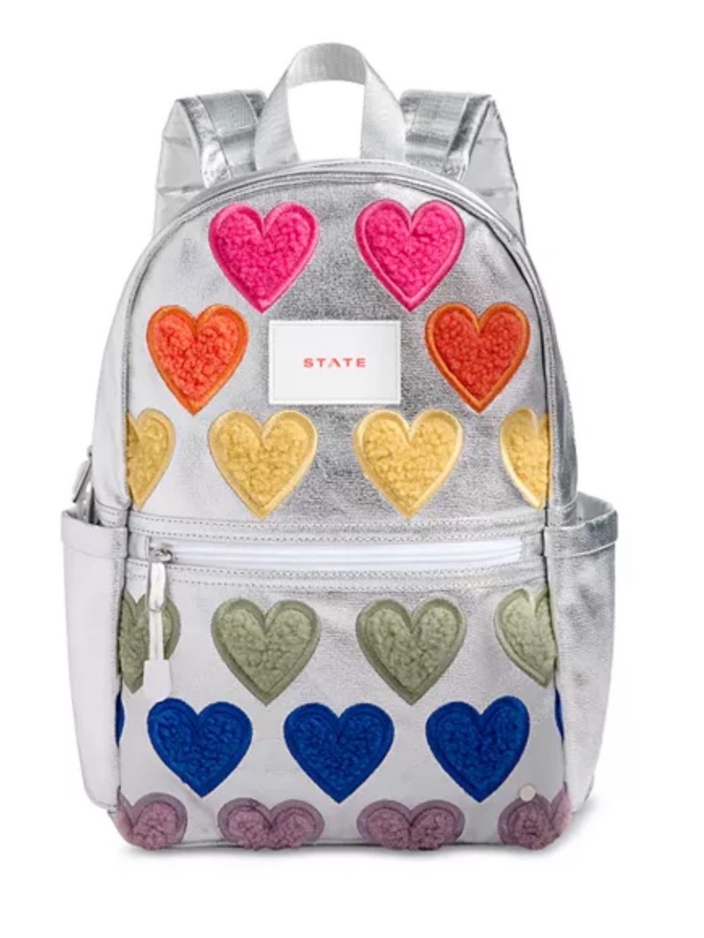 State Bags Metallic Fuzzy Hearts Kane Backpack